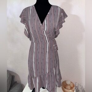 Xhilaration Striped Mauve and White Midi Dress